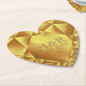 金ゴールドシトリン水彩ハート結婚記念日 ペーパーコースター (アングル)