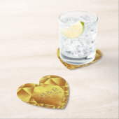 金ゴールドシトリン水彩ハート結婚記念日 ペーパーコースター (インサイチュ)