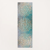 金ゴールドシメリー三重曼荼羅オンティール（緑がかった色）  ヨガマット (正面)