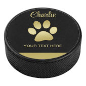 金ゴールドシャイニーな犬の手を黒い背景に アイスホッケーパック (3/4)