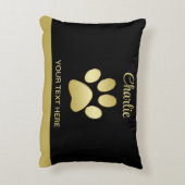 金ゴールドシャイニーな犬の手を黒い背景に アクセントクッション (裏面(縦))