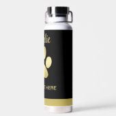 金ゴールドシャイニーな犬の手を黒い背景に ウォーターボトル (背面)