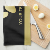 金ゴールドシャイニーな犬の手を黒い背景に キッチンタオル (四つ折り)