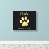 金ゴールドシャイニーな犬の手を黒い背景に キャンバスプリント (インサイチュ (ウッドフロア))