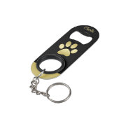 金ゴールドシャイニーな犬の手を黒い背景に キーホルダー栓抜き (裏面アングル)