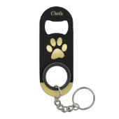 金ゴールドシャイニーな犬の手を黒い背景に キーホルダー栓抜き (裏面)