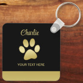 金ゴールドシャイニーな犬の手を黒い背景に キーホルダー (裏面)