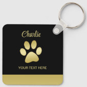 金ゴールドシャイニーな犬の手を黒い背景に キーホルダー (裏面)