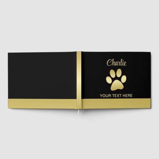 金ゴールドシャイニーな犬の手を黒い背景に ゲストブック (全面)