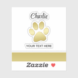 金ゴールドシャイニーな犬の手を黒い背景に シール