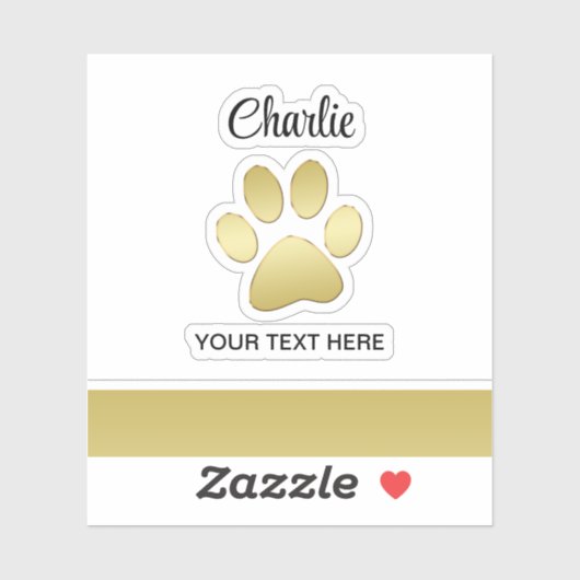 金ゴールドシャイニーな犬の手を黒い背景に シール (シート)