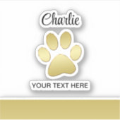 金ゴールドシャイニーな犬の手を黒い背景に シール (正面)