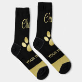 金ゴールドシャイニーな犬の手を黒い背景に ソックス (右)