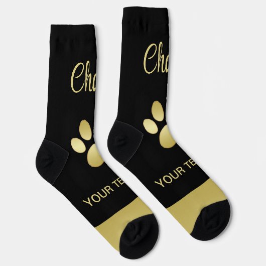 金ゴールドシャイニーな犬の手を黒い背景に ソックス (右)