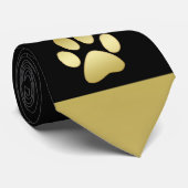 金ゴールドシャイニーな犬の手を黒い背景に ネクタイ (ロール)