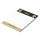 金ゴールドシャイニーな犬の手を黒い背景に ノートパッド (回転)