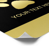 金ゴールドシャイニーな犬の手を黒い背景に ポスター (角)