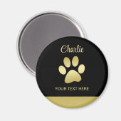 金ゴールドシャイニーな犬の手を黒い背景に マグネット (正面/裏面)