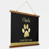 金ゴールドシャイニーな犬の手を黒い背景に 吊り下げ型タペストリー (傾斜あり)