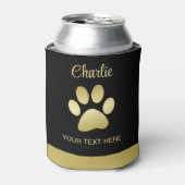 金ゴールドシャイニーな犬の手を黒い背景に 缶クーラー (缶正面)