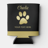 金ゴールドシャイニーな犬の手を黒い背景に 缶クーラー (正面)