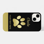 金ゴールドシャイニーな犬の手を黒い背景に iPhoneケース (裏面横)