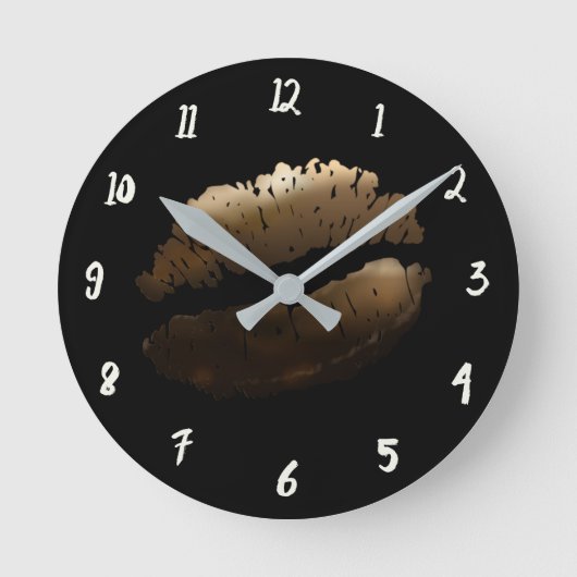 金ゴールドシャイニーリップスティックキスグラモールグラムシック ラウンド壁時計 (正面)