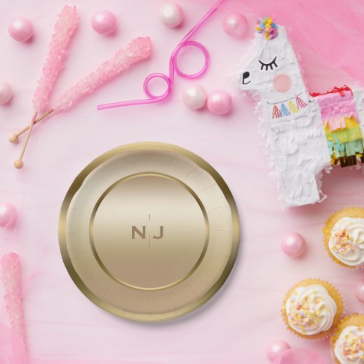 金ゴールドシャインゴールデンシャイニーモダンティグラムパーティー ペーパープレート (パーティー)