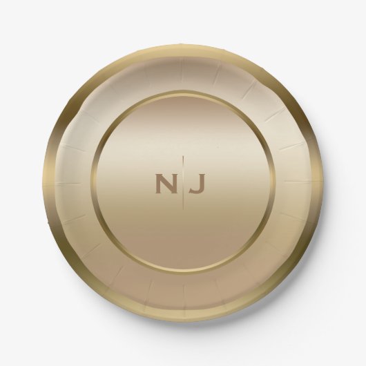 金ゴールドシャインゴールデンシャイニーモダンティグラムパーティー ペーパープレート (正面)