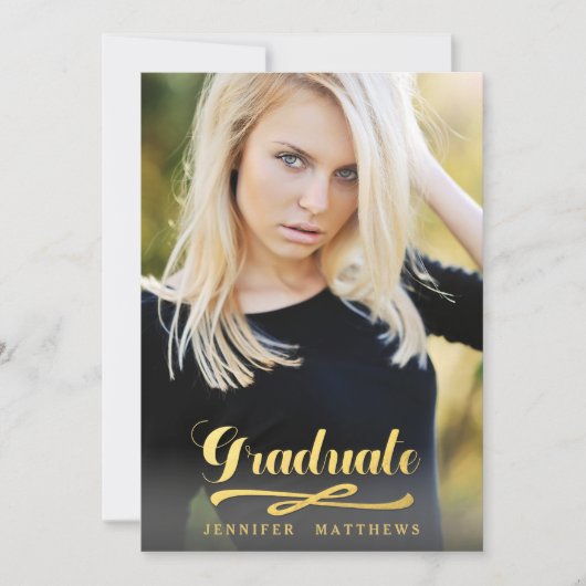 金ゴールドシャインチャルクボード卒業パーティー招待状 招待状 (正面)