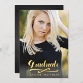 金ゴールドシャインチャルクボード卒業パーティー招待状 招待状 (正面/裏面)