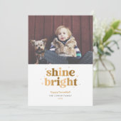 金ゴールドシャインブライトHanukkahフォトカード シーズンカード (スタンド正面)