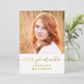 金ゴールドシャイン2015写真卒業パーティー招待状 招待状 (スタンド正面)