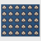 金ゴールドシャムロックオンブルーラッピング紙 ラッピングペーパー (フラット)