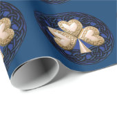 金ゴールドシャムロックオンブルーラッピング紙 ラッピングペーパー (ロールコーナー)