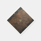 金ゴールドシャムロックサンパトリックの日,ブラウンレザー スタンダードカクテルナプキン (角)