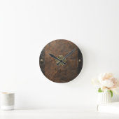 金ゴールドシャムロックサンパトリックの日,ブラウンレザー ラウンド壁時計 (ホーム)