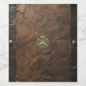 金ゴールドシャムロックサンパトリックの日，ブラウンレザー ワインラベル (シングルラベル)