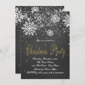 金ゴールドシャルボードスノーフレーククリスマスパーティー 招待状 (正面/裏面)