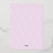 金ゴールドシャワーにおけるラベンダーグレーフローラベビー 箔招待状 (裏面)