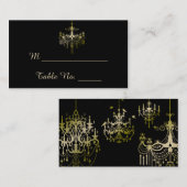 金ゴールドシャンデリアオンブラックポ結婚ス座席表 プレイスカード (正面/裏面)