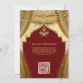 金ゴールドシャンデリアカーテンレッドムスリム結婚ズ 招待状 (裏面)