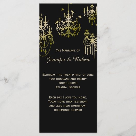 金ゴールドシャンデリアズオンブラックポー結婚式 プログラム (正面)