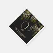 金ゴールドシャンデリア結婚オンブラックポーズナプキンス スタンダードカクテルナプキン (角)