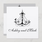 金ゴールドシャンデリア鳥結婚式招待状 招待状 (正面/裏面)