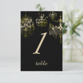 金ゴールドシャンデリアBlack Poshのテー結婚ブルカード 招待状 (スタンド正面)