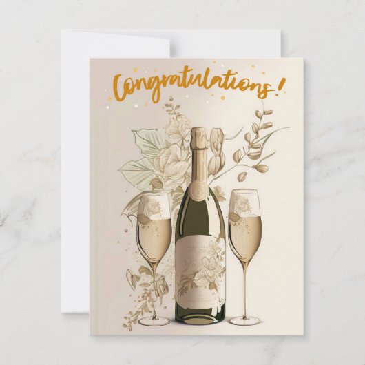 金ゴールドシャンパンおめでとうカード シーズンカード (正面)
