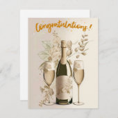 金ゴールドシャンパンおめでとうカード シーズンカード (正面/裏面)