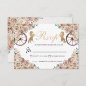 金ゴールドシャンパンウェスタンキンセアニェラRSVPカード 出欠カード (正面/裏面)