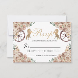 金ゴールドシャンパンウェスタンキンセアニェラRSVPカード 出欠カード